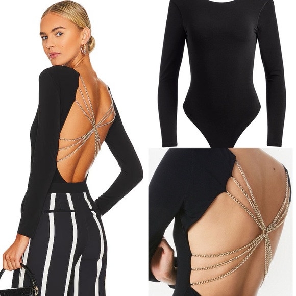 NWOT Alice + Olivia Marcella Chain Back Bodysuit Size M $440 - Picture 1 of 9